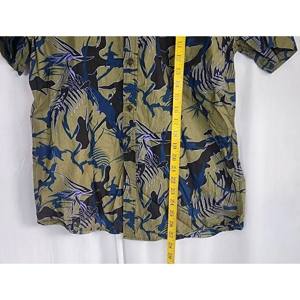 Levi's Green Floral Printed Men's Button Up Short Sleeve Shirt Size M C18